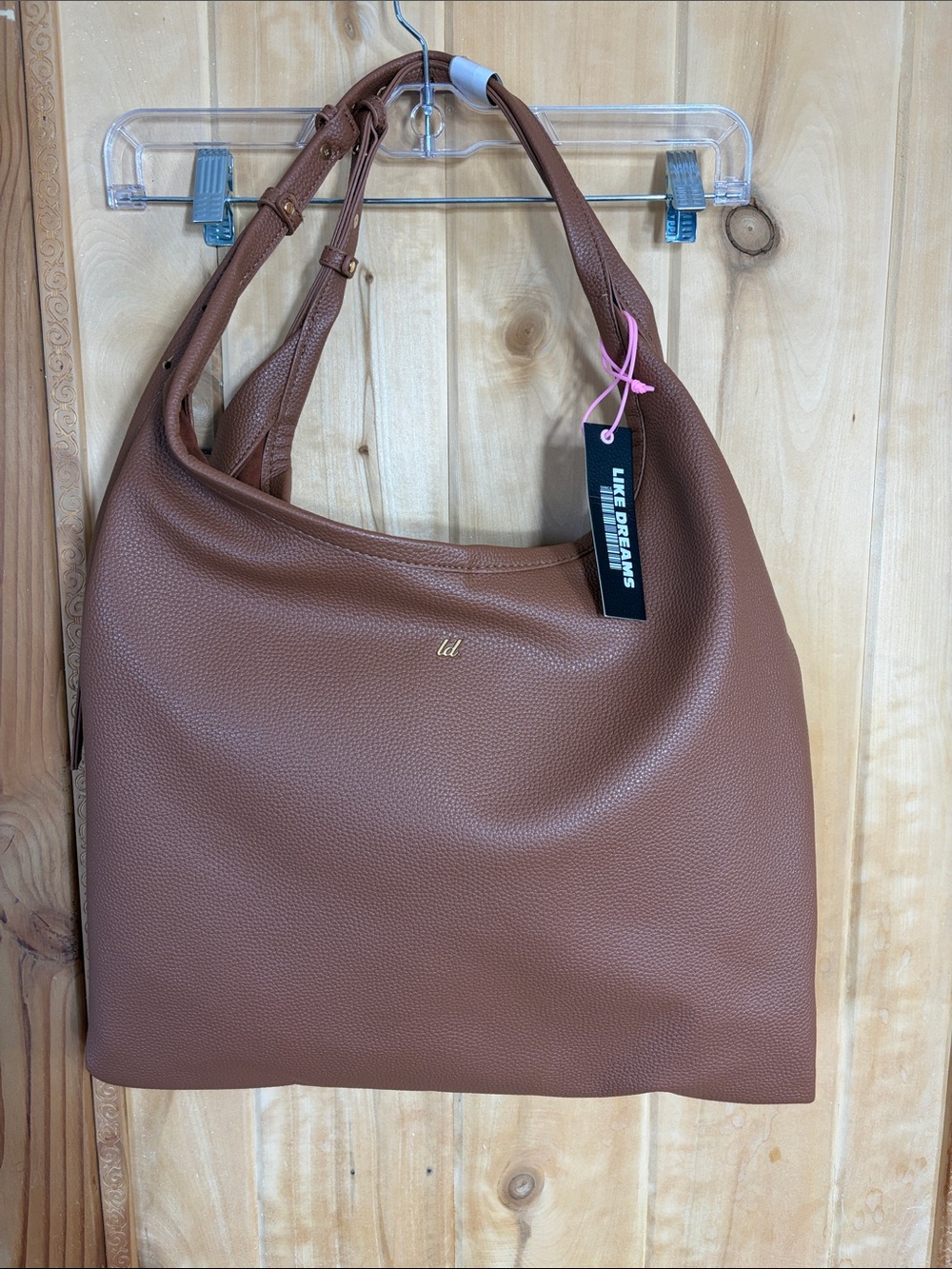 Like Dreams Cognac Faux Leather Hobo Bag
